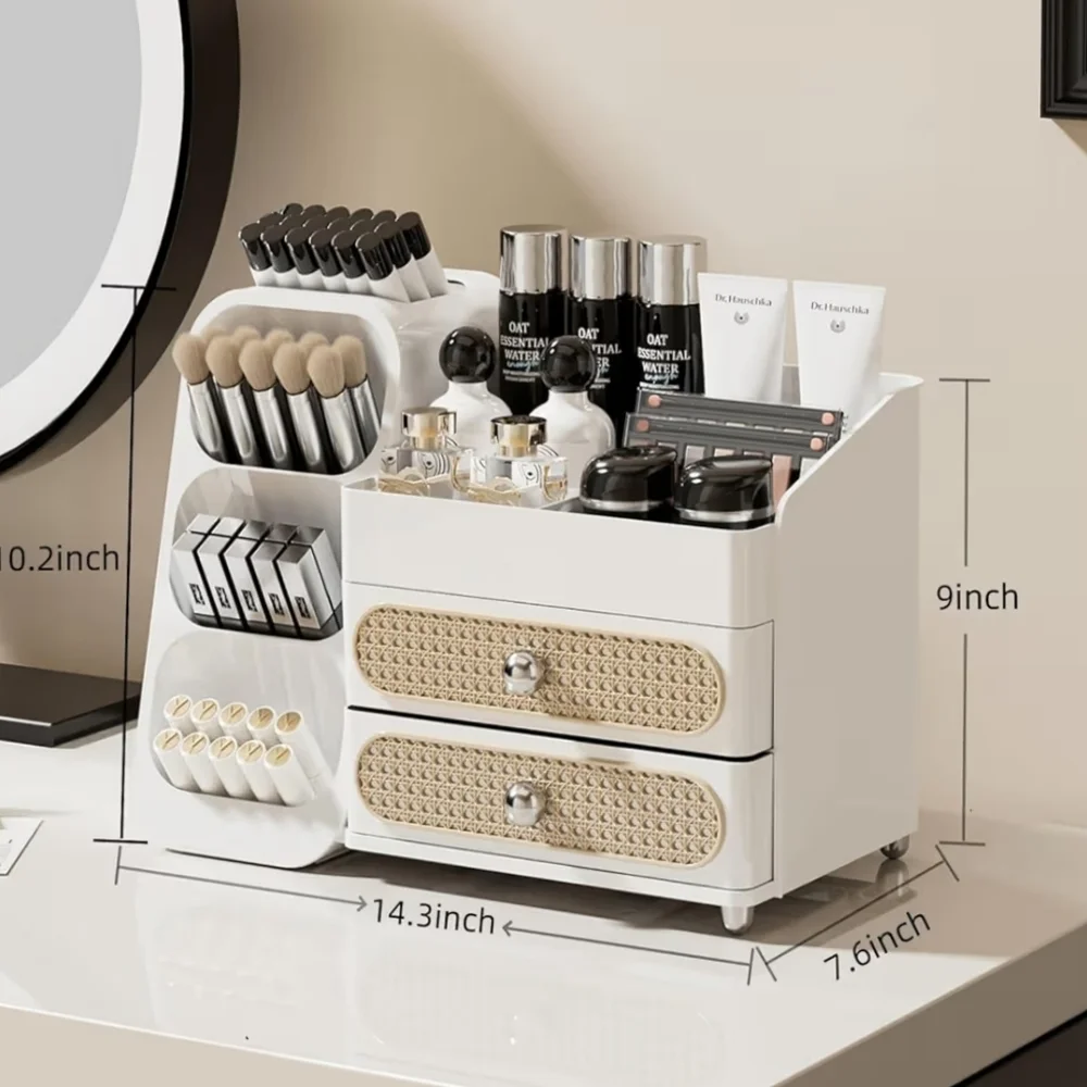 NWT Makeup Organizer With Drawers Cosmetic Display Storage In Off-White